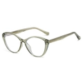 Cat eye sunglasses in translucent olive green frame with light blue reflective lenses - Olive Green