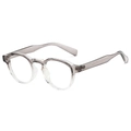 Retro round TR90 anti-blue light glasses with grey to clear gradient frame - Gradient Gray Clear Frame White Lens