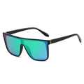 Modern sports sunglasses with black frame and green-blue gradient mirrored lenses - Regular / Standard Black Frame Green Mirror Lenses