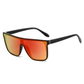 Fashion shield sports sunglasses with black frame and orange gradient mirrored lens - Regular / Regular (Black Frame & Red Mirrored Lenses)