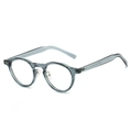 Translucent smokey blue TR90 round glasses frame with vintage minimalist style - Blue Frame / Clear Lens