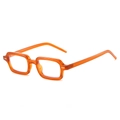 Montatura per occhiali quadrata retrò in arancione traslucido per un look alla moda - Montatura Arancione Lenti Bianche