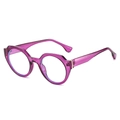 Lunettes ovales modernes avec monture violette translucide et détails sur la branche - Monture Violette Verre Transparent