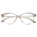 Lightweight TR90 transparent champagne glasses frame with large round cat-eye lens design - Gradient Gray Clear Frame White Lens