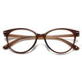Gafas clásicas TR90 marrón translúcido de montura completa con detalles metálicos - Marco Té Oscuro Lente Blanca