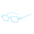 Classic large square frame eyeglasses in light blue finish with metallic accents - Bright Blue Frame