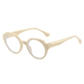 Lunettes beiges tendance à monture ovale épaisse et verres anti-lumière bleue femme - Monture Blanc Riz Verres Transparents