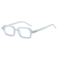 Classic square light blue translucent eyewear frame with silver rivet details - Light Blue Frame