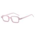 Retro square frame glasses in light crystal pink finish with silver rivet accents - Pink Frame Clear Lens