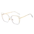Cat eye blue light blocking glasses with white and gold contrast metal frame - White Frame