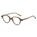 Retro small oval eyewear frames in transparent amber brown with polished finish - Brown Frame Clear Lens