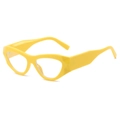 Modern bright yellow cat-eye glasses frame with stylish geometric cut and thick temples - Yellow Frame Clear Lens