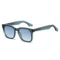Lunettes de soleil gris translucide avec verres dégradés bleu clair et détails en métal - Standard / Régulier (TVA de 13 % incluse) Monture bleue Verres bicolores bleus