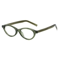 Retro oval glasses in transparent dark green finish with three-dot rivet accents - Dark Green