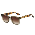 Lunettes de soleil carrées marron dégradé avec branches écaillées et détails en métal - Standard / Régulier (TVA 13 % incluse) monture thé avec verres dégradés thé