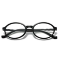 Occhiali anti-luce blu retrò TR90 con montatura rotonda finitura nera lucida per donna - Montatura Nero Lucido / Lenti Trasparenti