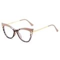 Montatura occhiali cat eye rosa tartarugato con aste sottili in metallo dorato e lenti blu - Montatura Leopardata Cachi Lenti Trasparenti