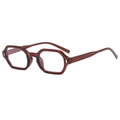 Polygonal anti-blue light glasses in transparent reddish-brown with silver diamond rivets - Transparent Red Tea