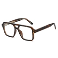 Occhiali aviator quadrati classici in tartaruga con design a doppio ponte stile retrò - Stile Aviator (XYG1009) / Stampa leopardata