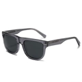 Lunettes de soleil carrées rétro avec monture grise translucide et détails argentés - Monture grise translucide Verres gris