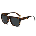 Lunettes de soleil carrées rétro en écaille de tortue avec verres foncés pour hommes et femmes - Monture Léopard Verres Gris