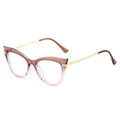 Occhiali anti-luce blu cat-eye con montatura sfumata e stanghette in metallo oro - Montatura Sfumata Tè Rosa Lenti Trasparenti