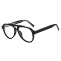 Occhiali aviator neri a doppio ponte con lenti trasparenti e aste in stile vintage - Stile Quadrato (XYG1008) / Nero