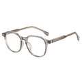 Retro TR90 oversized polygon glasses frame in transparent tea grey with metal hinges - Champagne Gray Frame Clear Lens