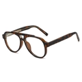 Occhiali da aviatore a doppio ponte tartarugati con lenti trasparenti e montatura vintage - Stile Quadrato (XYG1008) / Stampa leopardata