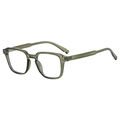 Olive green translucent rectangular glasses frame with vintage minimalist style for men and women - Olive Green Frame White Lens