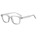 Occhiali quadrati grigi trasparenti anti-luce blu con un moderno design minimalista - Montatura Grigia Trasparente Lenti Trasparenti