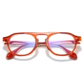 Montatura occhiali stile vintage arancione trasparente con doppio ponte e lenti anti-luce blu - Montatura Arancione Lente Trasparente