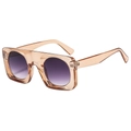 Square oversized sunglasses with champagne frames and purple gradient lenses for men - Champagne Frame Gray Lens