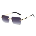 Gafas de sol hexagonales sin montura con lentes degradadas púrpura y montura dorada - Régulier / Marco Dorado Lentes Grises Degradadas