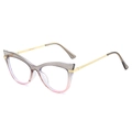 Cat-Eye Blaulichtfilter Brille mit rosa Glitzer-Verlauf und goldenen Metallbügeln - Grau Rosa Rahmen Weiße Gläser