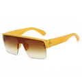 Modern oversized flat top square sunglasses with yellow transparent frame and gradient lenses - Yellow Frame Brown Lens
