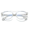 Transparent full-frame glasses with double bridge design and engraved metal core - Transparent Frame Clear Lens