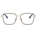 Oversized geometric eyewear frame in gold metal with black inner rim detail - Gold Frame White Lens