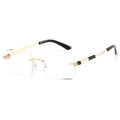Frameless square sunglasses with gold metal temples and gradient jelly color lenses - Regular / Standard Gold Frame with Clear Lenses