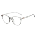 Retro round transparent grey glasses frame with elegant rose gold metal hinge details - Transparent Grey Frame Clear Lens