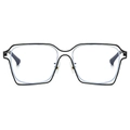 Fashionable black square geometric eyeglasses frame with unique hollowed-out double layers - Black Frame Clear Lens