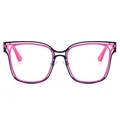Occhiali quadrati anti-luce blu alla moda in nero e rosa con design a contrasto - Rosa Rosso Nero