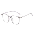 Minimalist square full-rim glasses in transparent grey purple TR90 frame finish - Purple Frame Clear Lens