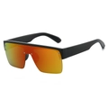Oversize futuristic sports sunglasses with gradient orange lens and black frame - Black Frame Red Mirror