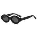 Occhiali da sole ovali neri retrò con montatura spessa e lenti scure per un look alla moda Y2K - Regolare / Montatura Nera Lenti Grigie (C1)