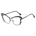 Stylish butterfly-shaped eyeglasses with brown frames and blue light blocking lenses - Coffee Frame Clear Lens