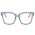 Occhiali quadrati anti luce blu con montatura alla moda bicolore verde acqua e viola - Montatura Verde Viola