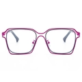 Fashionable oversized rectangular sunglasses in purple and black layered frame design - Rose Red Frame + Clear Lens