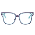 Fashionable hollow square blue light blocking glasses in purple and tiffany blue contrast - Gray Blue Frame