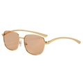 Fashionable square gold metal frame sunglasses with brown lenses and minimalist slim temples - Gold Frame Light Tea Lens